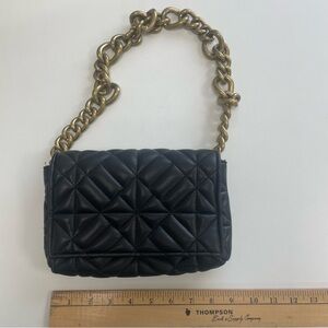 Zara Black Quilted Mini Bag with Gold Chain